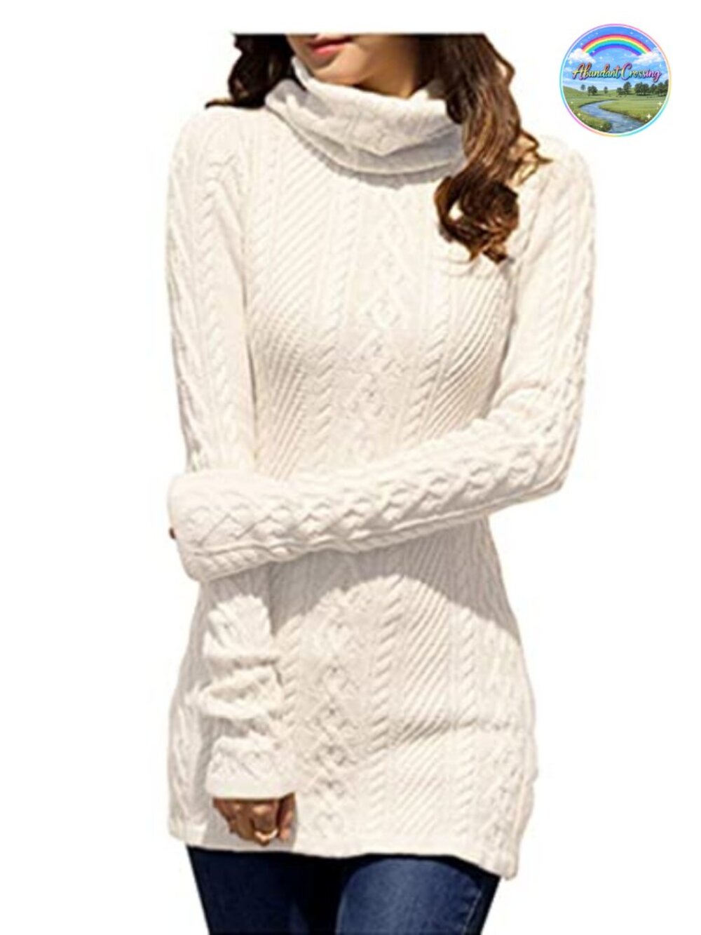 Women's Turtleneck Cable Knit Sweater Dress Long Sleeve Slim Fit Pullover